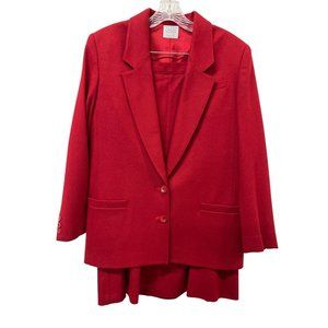 Koret Career Red Suit Merino Wool Jacket Skirt Professional Elegant Powerful in
